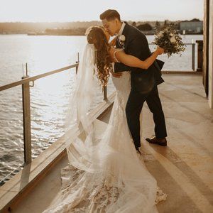 Bridal Cathedral Veil with Beaded (Crystal and Faux Diamond) Sparkle Edge